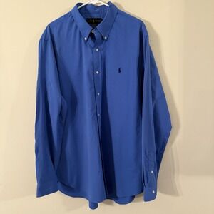 Ralph‎ Lauren Shirt Mens XXL Blue Long Sleeved Dress Shirt Pony Logo Button
